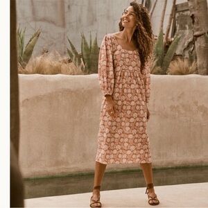 Faherty Pink Floral Midi Dress